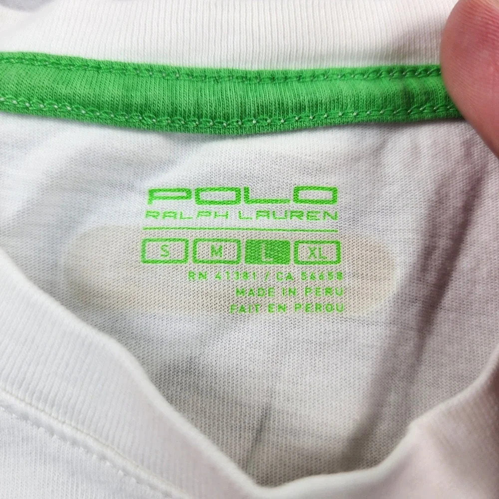 Polo Ralph Lauren Performance Tank Top Mens L White Green PRL Graphic Cotton